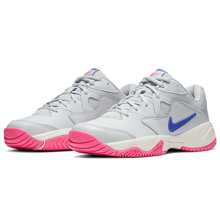 Nike Womens Court Lite 2 'Pure Platinum Race Blue' (women's sizes) Pure Platinum / Metallic Platinum / Deep Pink / Race Blue Tennis Shoes