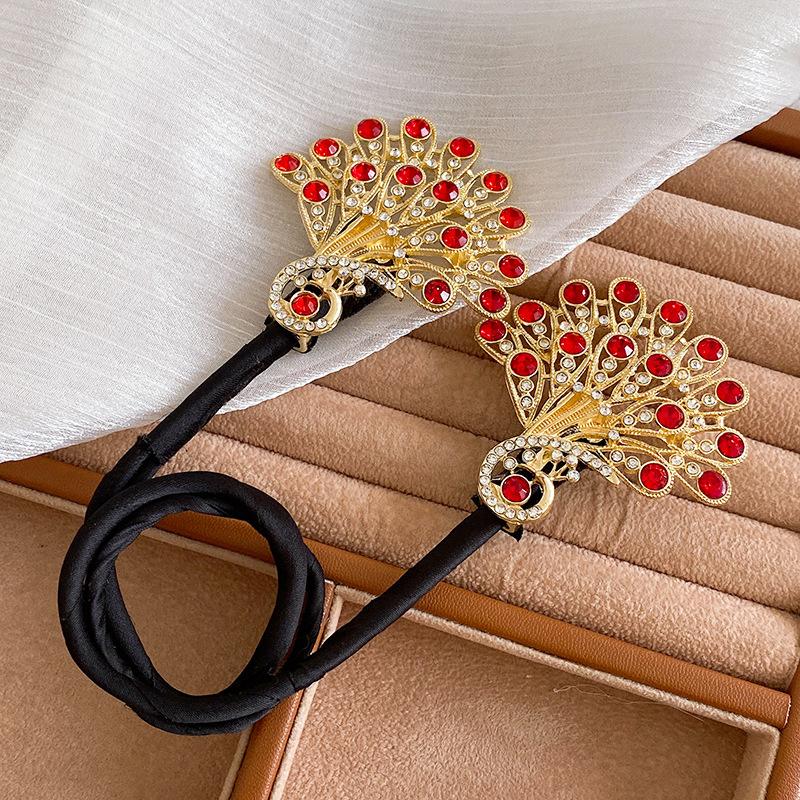 Pearl Peacock High-End Headbands Updo For Women Girls Party Meatball Head Hair Accessories