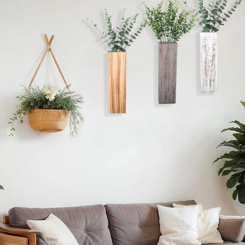 1 Stück Handwerk Dekorative Vase Holz Gastfamilie Wandbehang Flur Naturmaterialien Ornamente Blumenkunst Handgefertigt 3 Farben