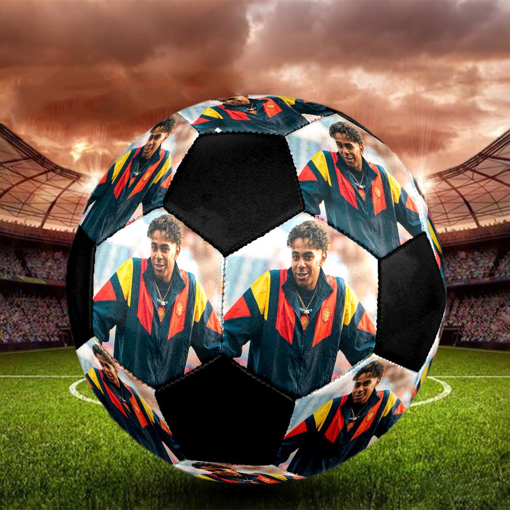 Ballon de Football en Salle Lamine Yamal Coloré Cousu à la Machine PVC Taille 5 Prêt pour l'Entraînement d'Équipe et la Compétition Durable Haut Rebond Cadeau Sportif Cool