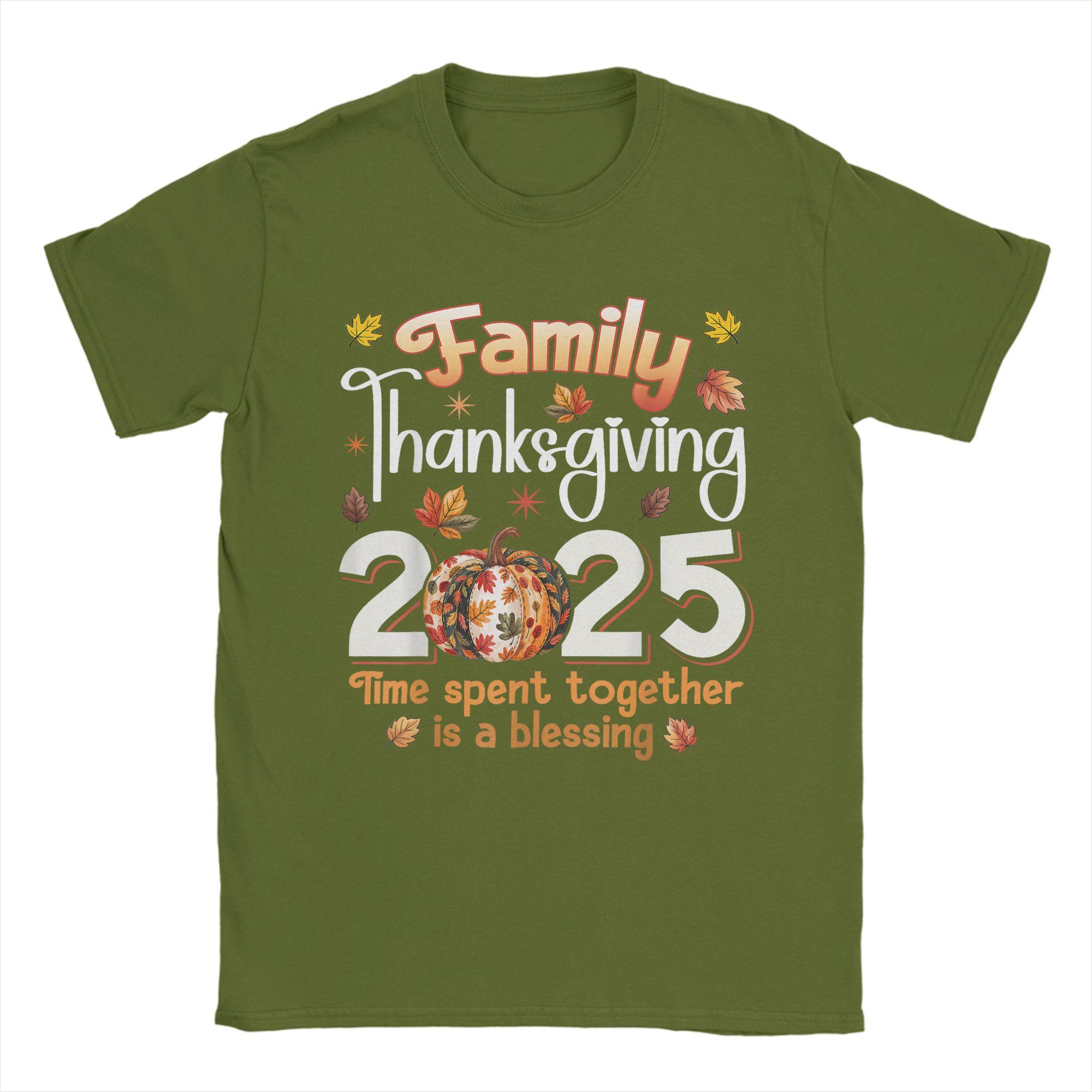 

Men s Family Thanksgiving 2025 Thanksgiving Crew Matching Group T Shirts 100% Cotton Tops Funny Short Sleeve Crewneck Tees 4XL