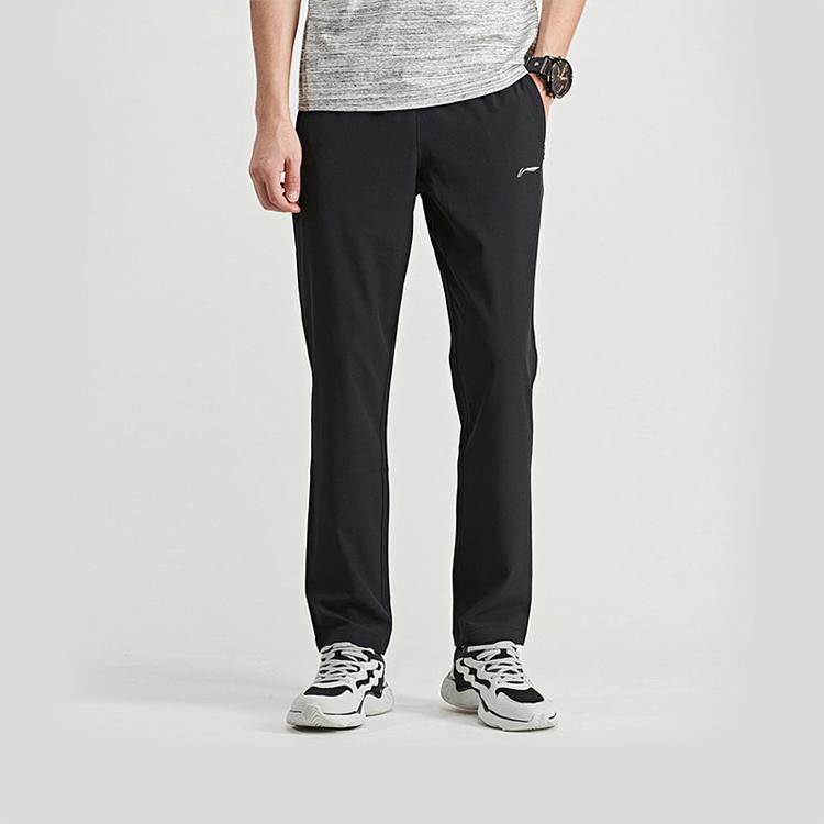 Li-Ning Quick-Dry Straight-Leg Casual Fitness Running Knit Pants Men Bottoms Standard-Black AYKP717-1