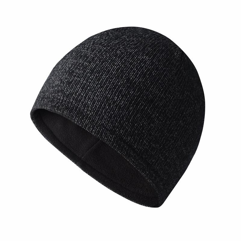 Winter night reflective silk knitted hat, double-layer inner velvet warm hat men's and women's outdoor riding running hat