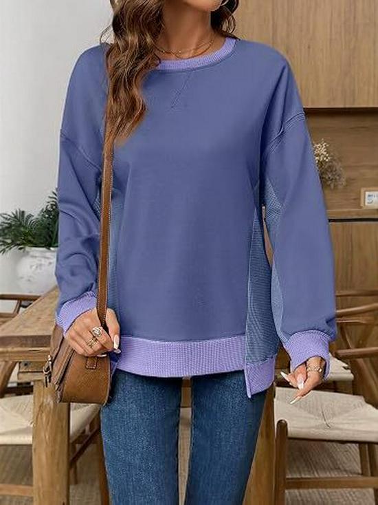 2026 Autumn/Winter Women's Fashion: Color Block Casual Loose Hoodie with Unique Design