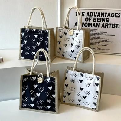 Linnen Knop Rits Handtas Dames Tote Grote Capaciteit Boodschappentas Cadeautas Strand Organizer Draagbare Shopping Lunchtas
