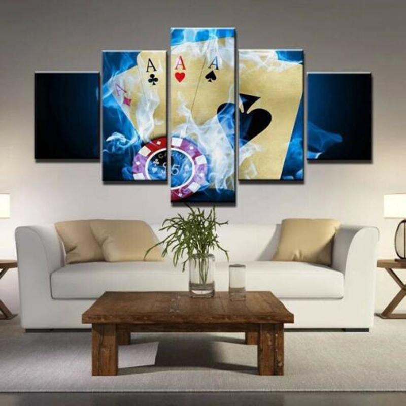 

No Framed 5 Panel Poker Card Game Modular HD Print Wall Art Canvas Posters Pictures Paintings Home Decor for Living Room 20x35 20x45 20x55cm