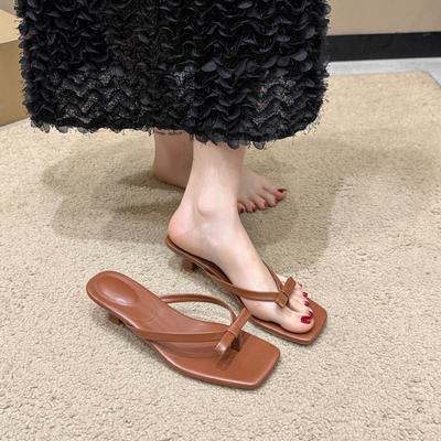 Beautiful Toe Shoes Fairy Sandals Small Vacation Thick Heel Bow Slippers French 2025 Summer New Cool Slippers