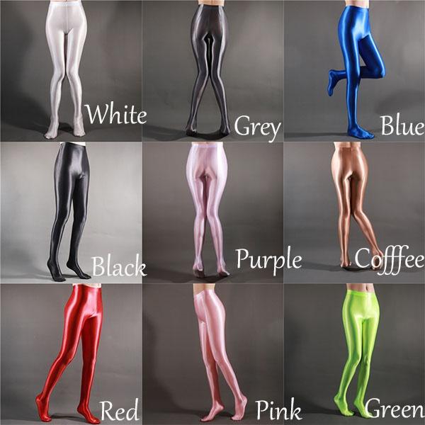 JUNMUSHOP Women's Plus Size Opaque Elastic Pantyhose Shiny Stockings High Waist Tights Top Smooth Stockings