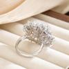 Ice Jade White Jade Flower Bloom Ring - High-End Diamond Paved Luxury Banquet Jewelry