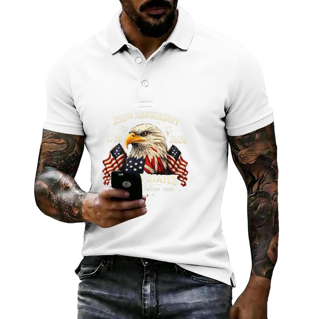 Men's Loose And Casual Flag-print T-shirt, Short Sleeve Shirt