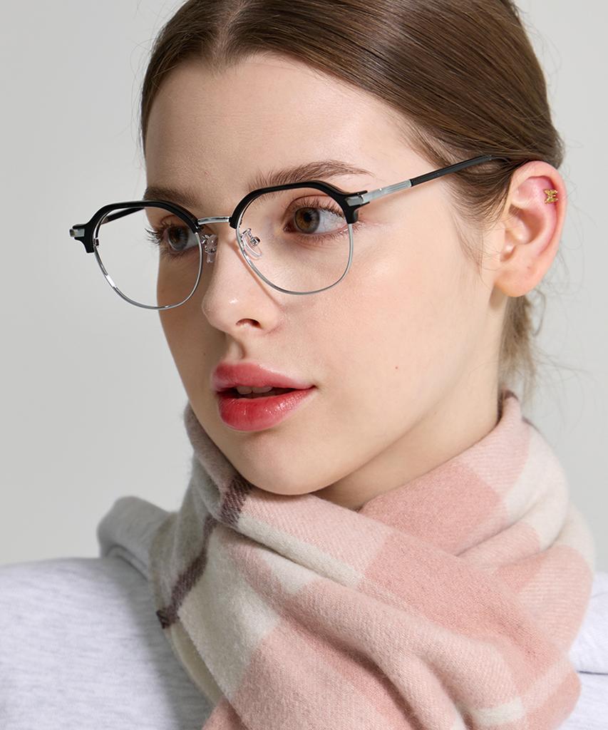 Likkeullou Rc Fbb82 Black Silver Blue Light Glasses