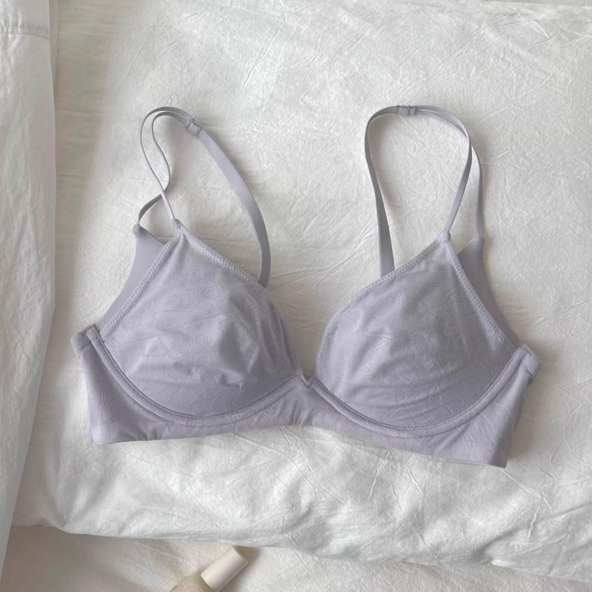 

Women s Lace Bra with Spaghetti Straps – Small Bust Support, Anti-Sagging, Fixed Cups, Comfortable and Sexy. 38 сірий колір/фіолетовий