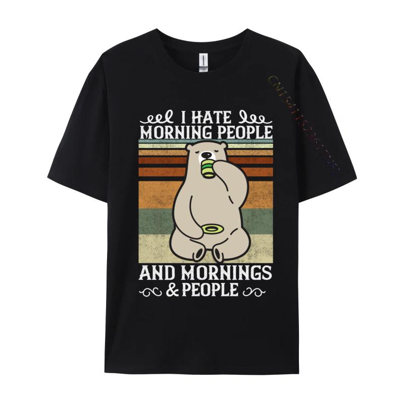 Odio i mattinieri e le mattine e le persone Caffè Orso T-shirt Casual Divertenti Casual Unisex T-shirt Regalo T-shirt