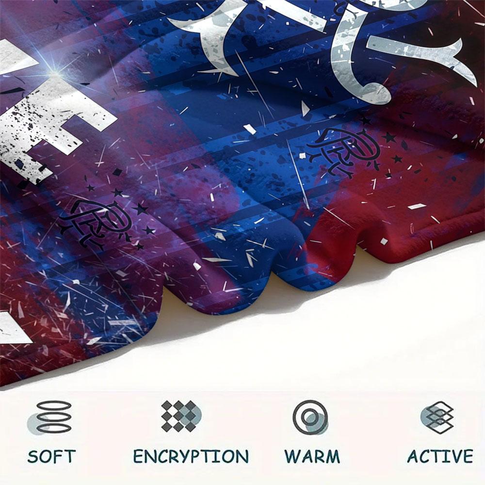 Rangers FC Printed Flannel Blanket, soft throw for bedroom sofa, washable, Christmas present, great gift.