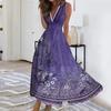 Women's Summer Fashion Retro Floral Print V-Neck Sleeveless Waistless Casual Dresses