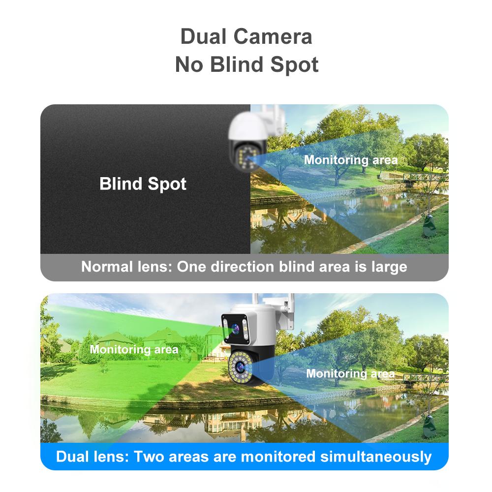 4K 8MP Wifi Surveillance Camera Tuya Dual Lens 10X Digital Zoom AI Human Detect Cam Wireless Outdoor Security PTZ IP Cameras