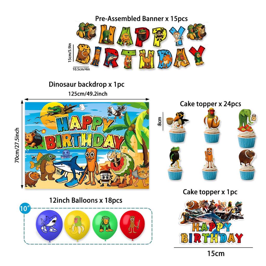 Cross-Border Classic Mountains & Seas Birthday Party Supplies: Cartoon Tableware & Fun Decorations