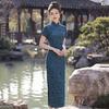 Mavi ulusal tarz, yeni Çin Suzhou uzun cheongsam, geliştirilmiş genç 1011 yeni kadın yüksek kaliteli hissi, günlük giyim