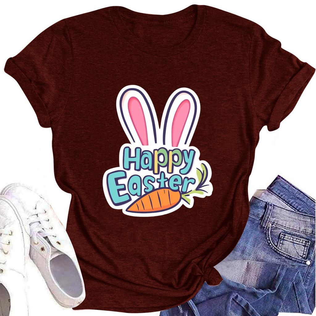 Women's Printed Round Neck Short-sleeved T-shirt Top