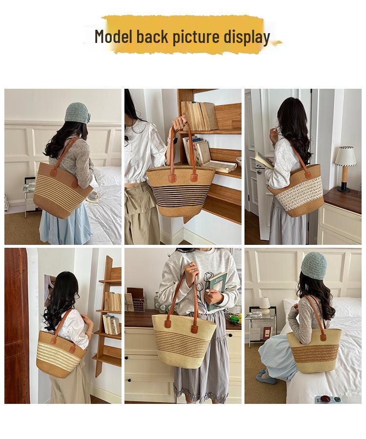 New Style Women's Straw Woven Tote Bag for Beach Vacation - Large Capacity Handbag & Shopping Basket