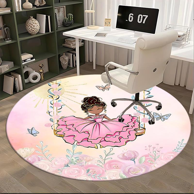 Charming Princess Chair Mat: Magical Floral Decor for Home Office Living Room Bedroom Gift, Elegant Pink Butterfly Rug Carpet1118078a