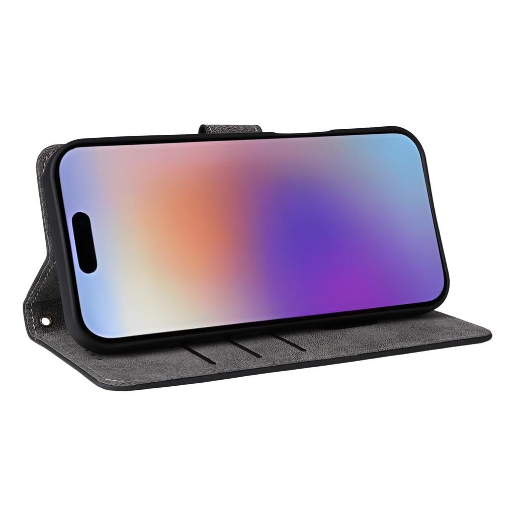 For iPhone 17 Case Wallet RFID Blocking PU Leather Phone Cover Stand with Strap