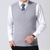 Chaleco de Lana Tejido de Invierno Casual para Hombre de Color Sólido con Cuello en V sin Mangas Talla Grande