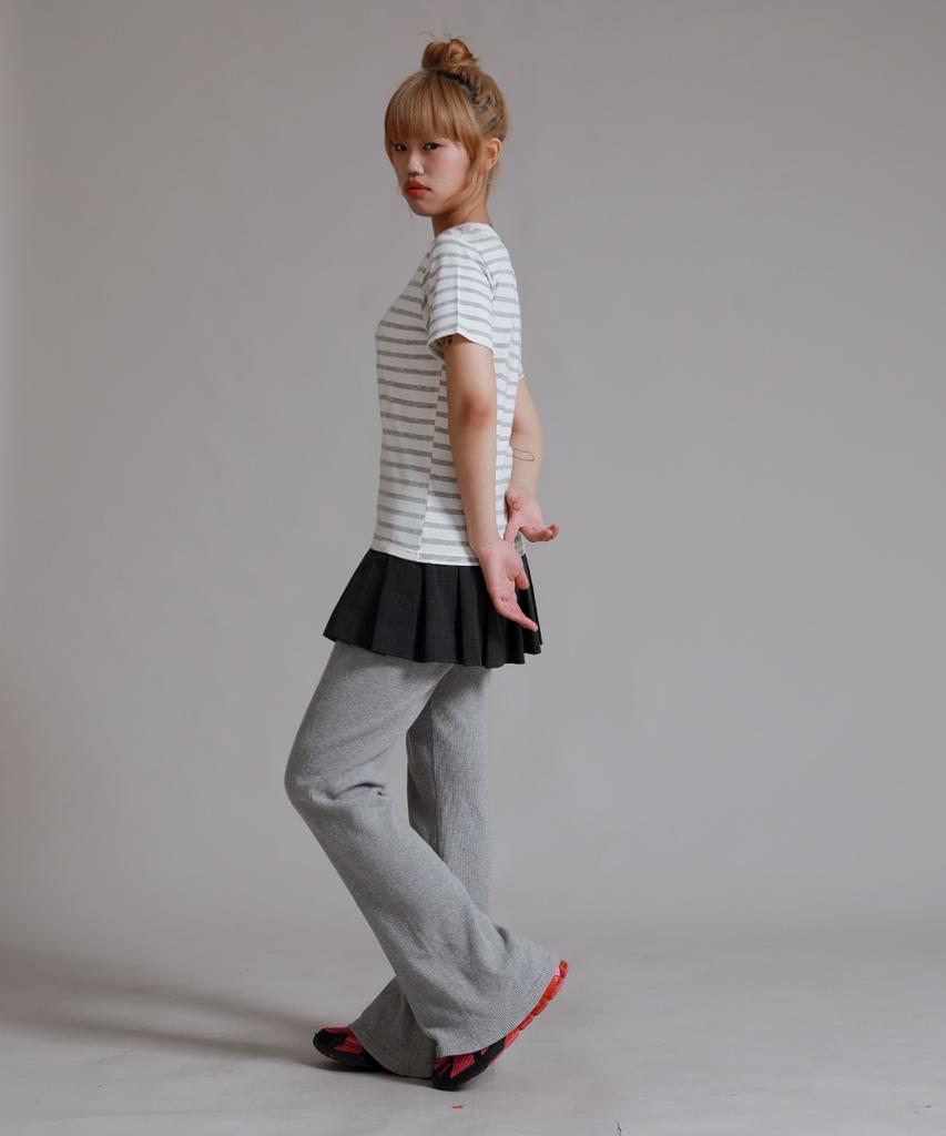 LIKE THE MOST One Stripe Regular Short Sleeve T-Shirt_Gray
