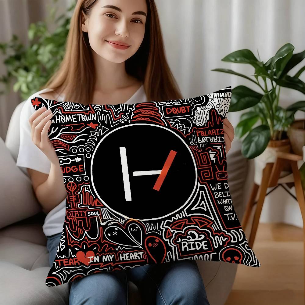 HOT-T-Twenty One Pilots Pillow Case Plush Fabric Soft Pillowcase Double Sided Print Sofa Cushion Cover Throw