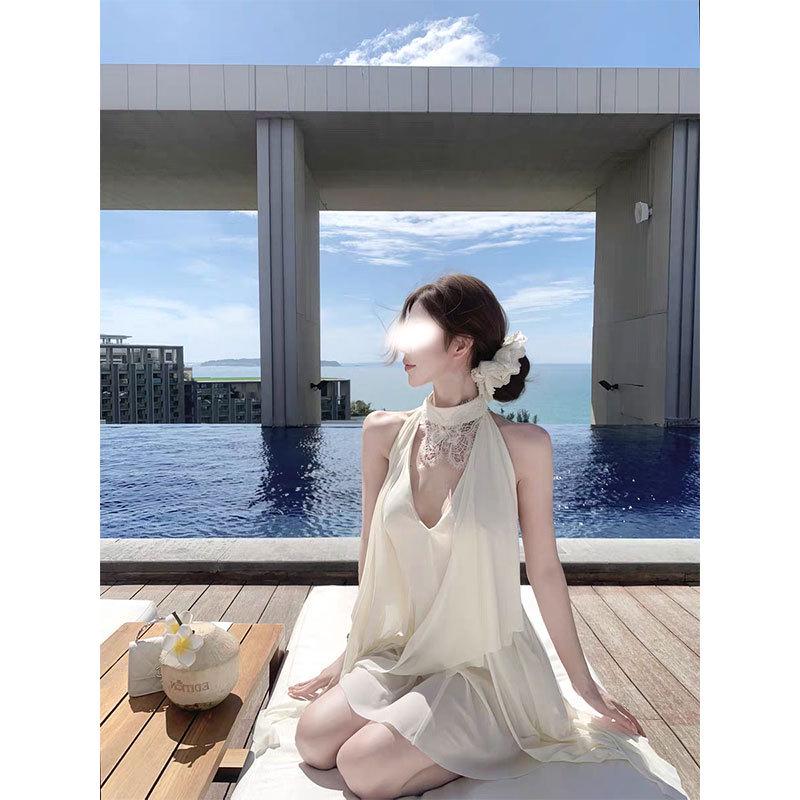 Kubiliv Twin Butterflies Embroidered Chiffon Dress Medium слоновая кость