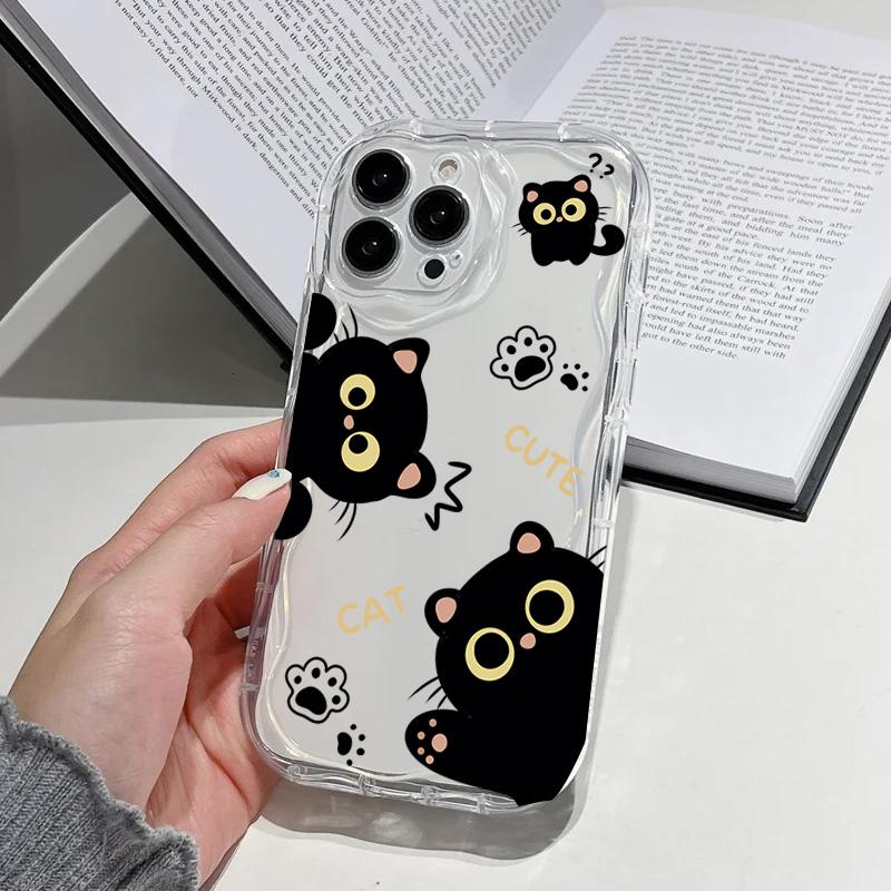 Black Cat Casing For OPPO Reno 15 15F 14F 12F 11F 13F 13 14 12 11 A6 A5 Pro A79 A60 Realme C53 C55 C65 C63 C67 C75 Case Cover