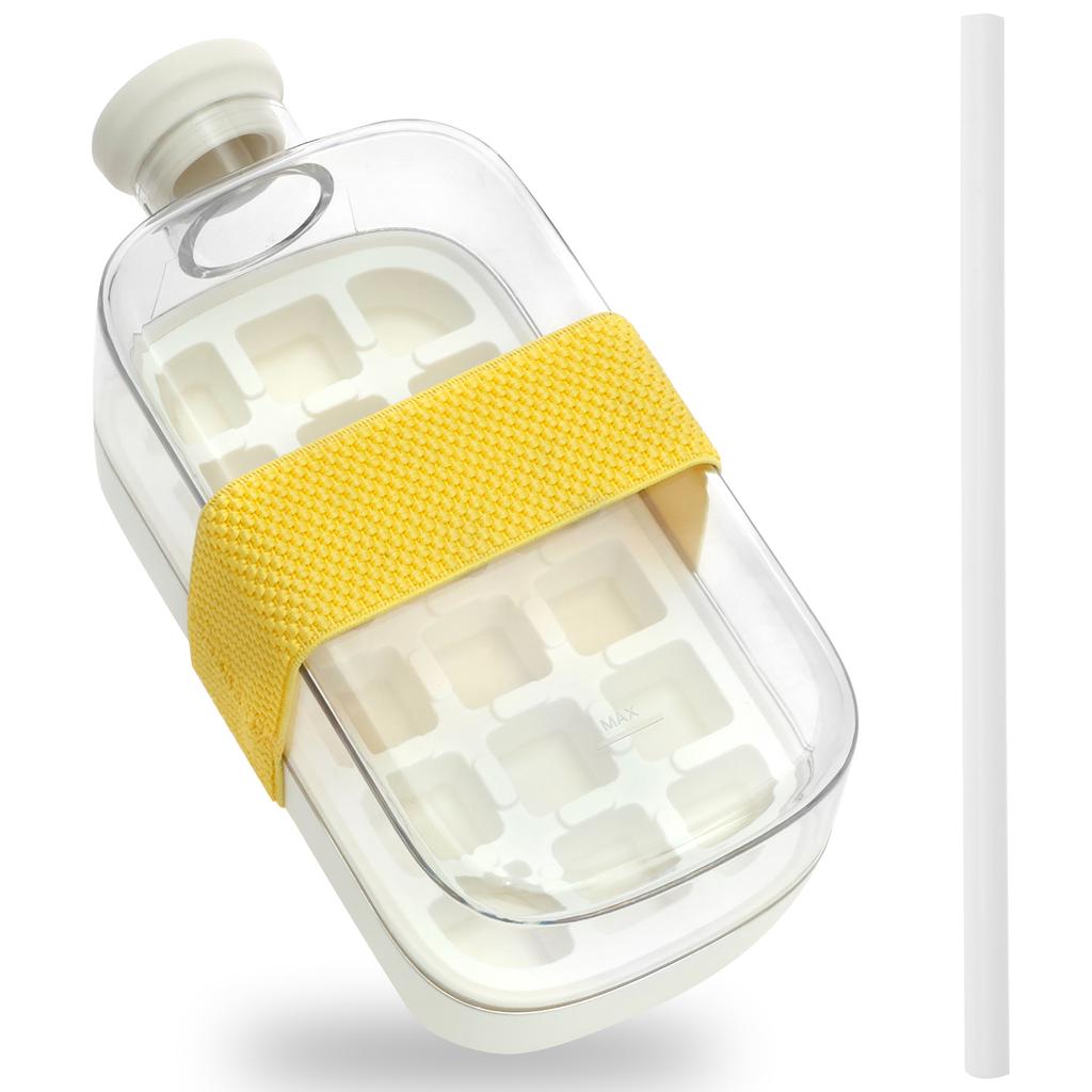 Ice Cube Tray Bottle Kit Silicone Ice Cube Freezer Mold Ice Cube Maker with Lid 12 Grids for Whiskey Cocktail Coffee Accessories