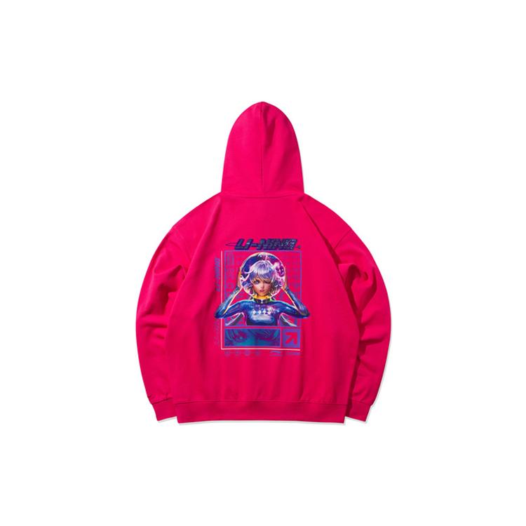 Li Ning Sweatshirts Men's Raspberry Red Hooded Moderate Regular AWDQC37-1