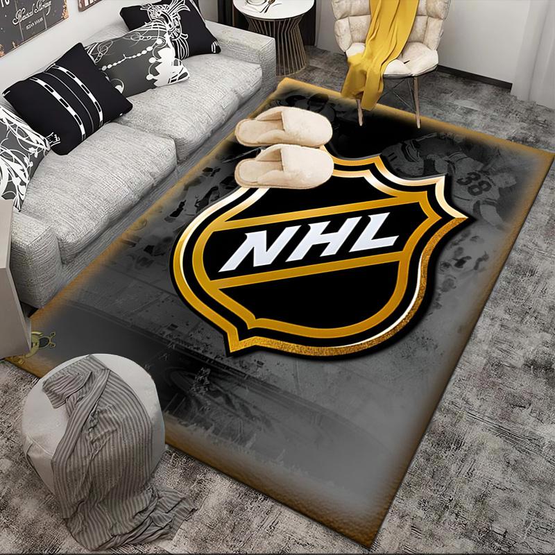 Tappeto Area Rug con Emblema Lega Hockey NHL Adatto per Interni ed Esterni, Tappeti per Cucine, Case, Uffici, Soggiorni, Arredamento Casa, Regalo di Natale