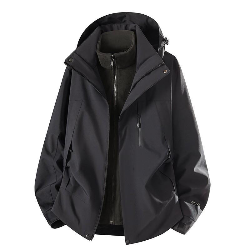Men Women 3-in-1 Waterproof Windproof Hiking Jacket With Removable Fleece Liner Outdoor Camping Trekking All Season