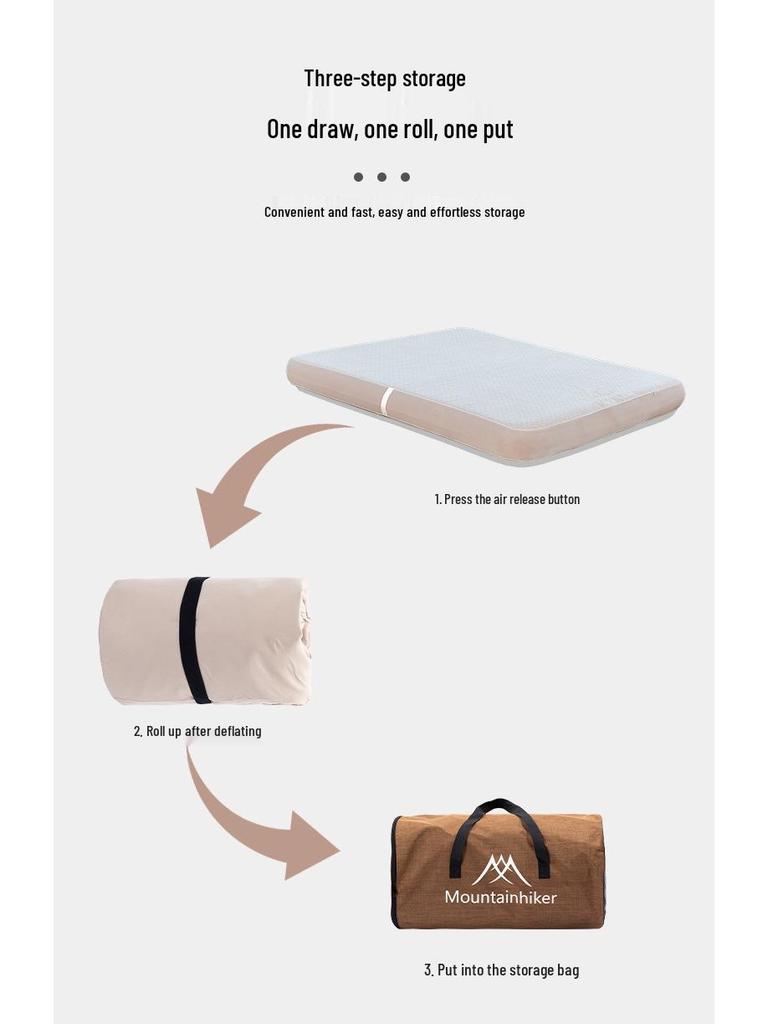 Mountain Guest Inflatable Mattress: Outdoor Tent Cloud Bed, Brushed Finish, Thickened Auto Airbed for Camping & Home Use.