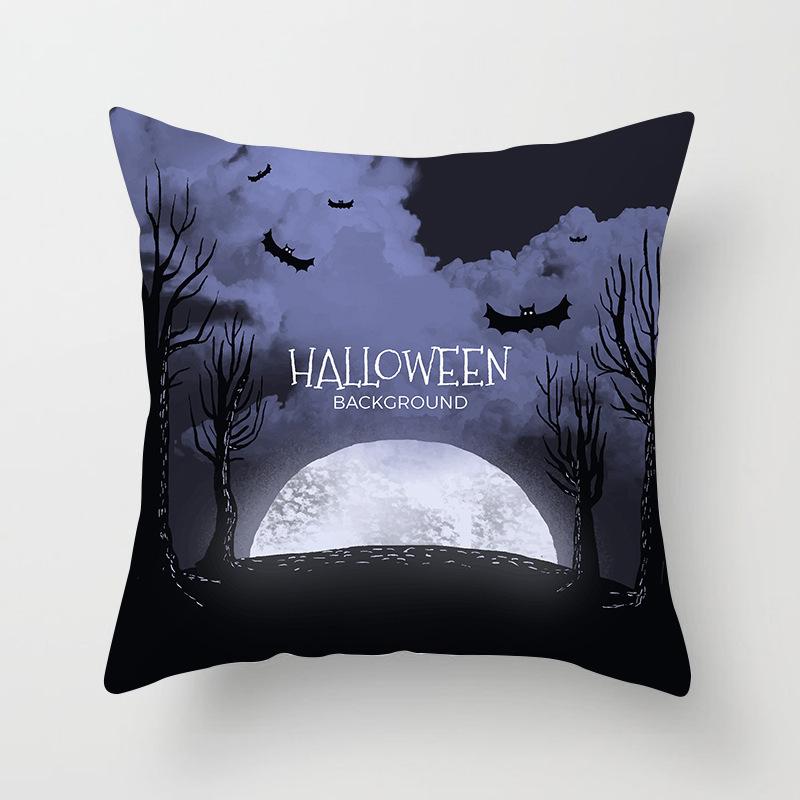 Halloween Pillow with Graffiti Letters Printed Peach Skin Home Cushion Cover Sofa Living Room Cushion Cover