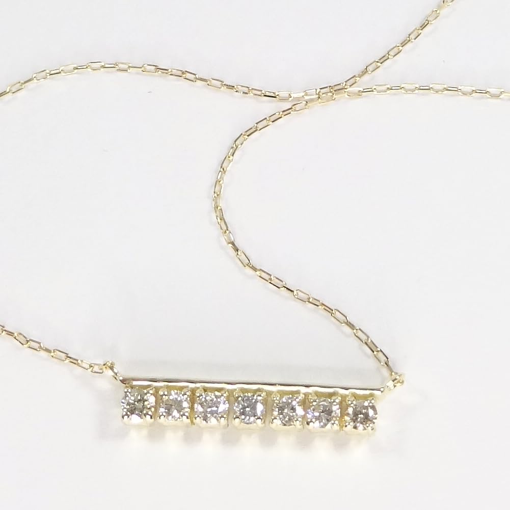 and My Jewelry K10 Diamond 10k Yellow 7 Diamond Pendant SI High Quality [Your Box] Necklace, Gold, Stones, Level, [April Birthstone] [Gift Wrapped]