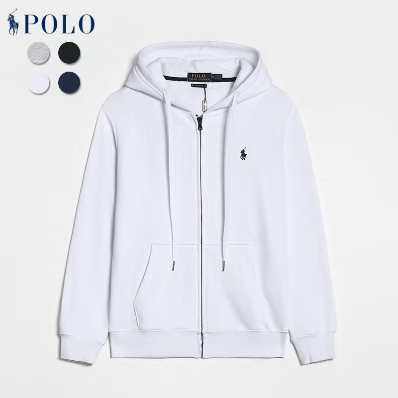 Men's Embroidered Polo Horse Zipper Hoodie - Spring/Autumn Solid Color Plus Size Cardigan