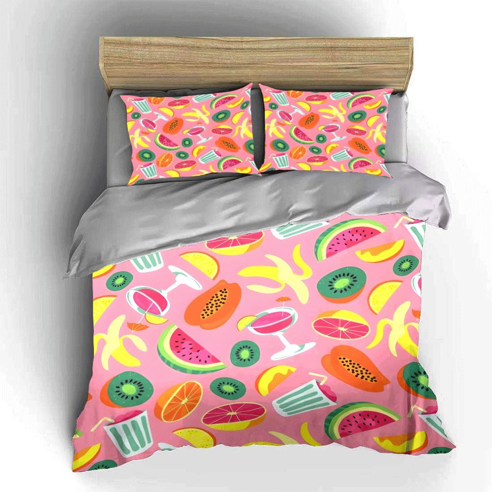 Tropical Fruits Summer Party Set Exquisite three-piece bedding set gift for kids and adults