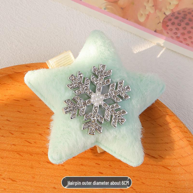 

2025 Autumn/Winter Rhinestone Snowflake Hair Clip - Cute Women s BB Side Hairpin for Christmas