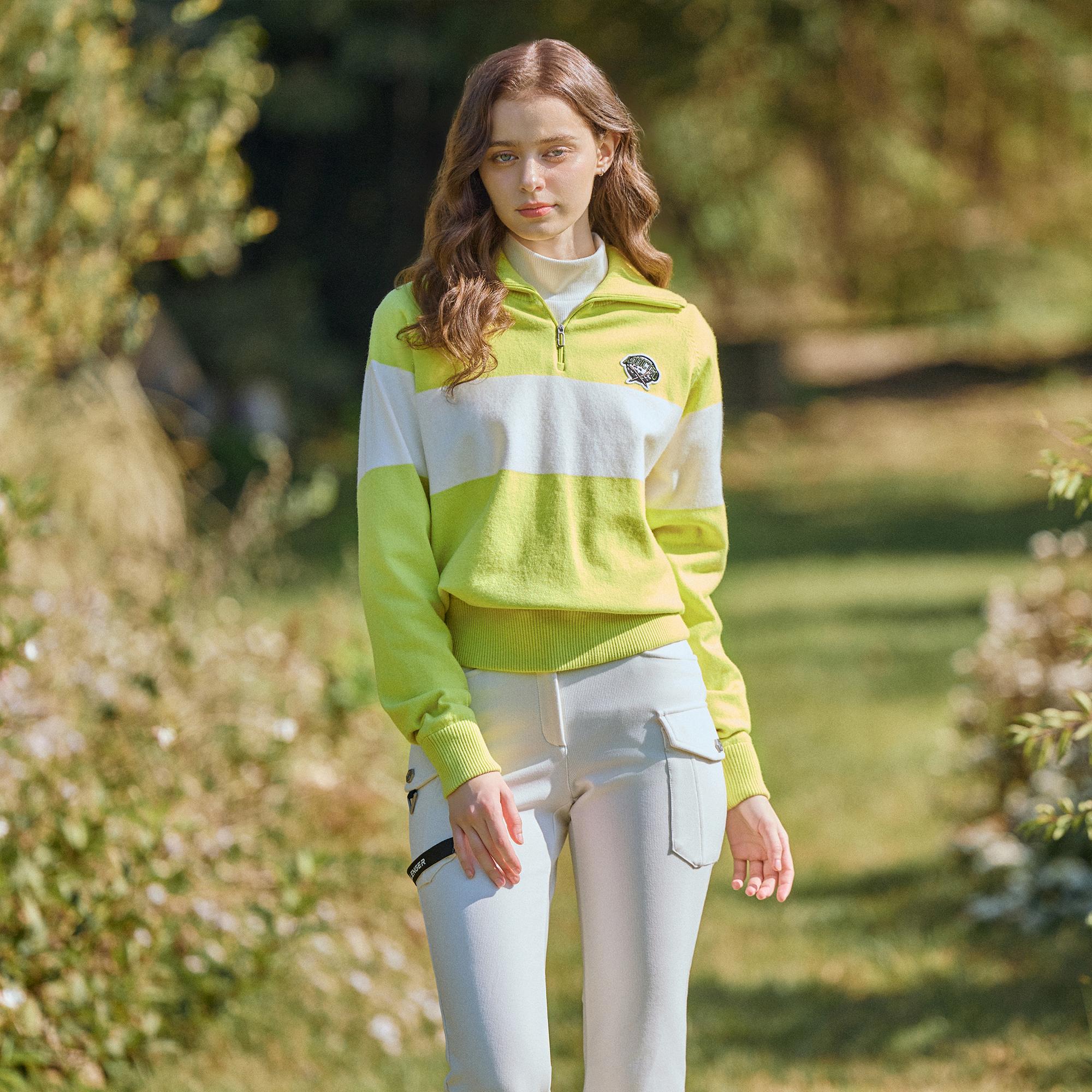 Challenger Women S Colorblock Raglan Half-Zip Windproof Knit Pullover Apple Green Ag/M