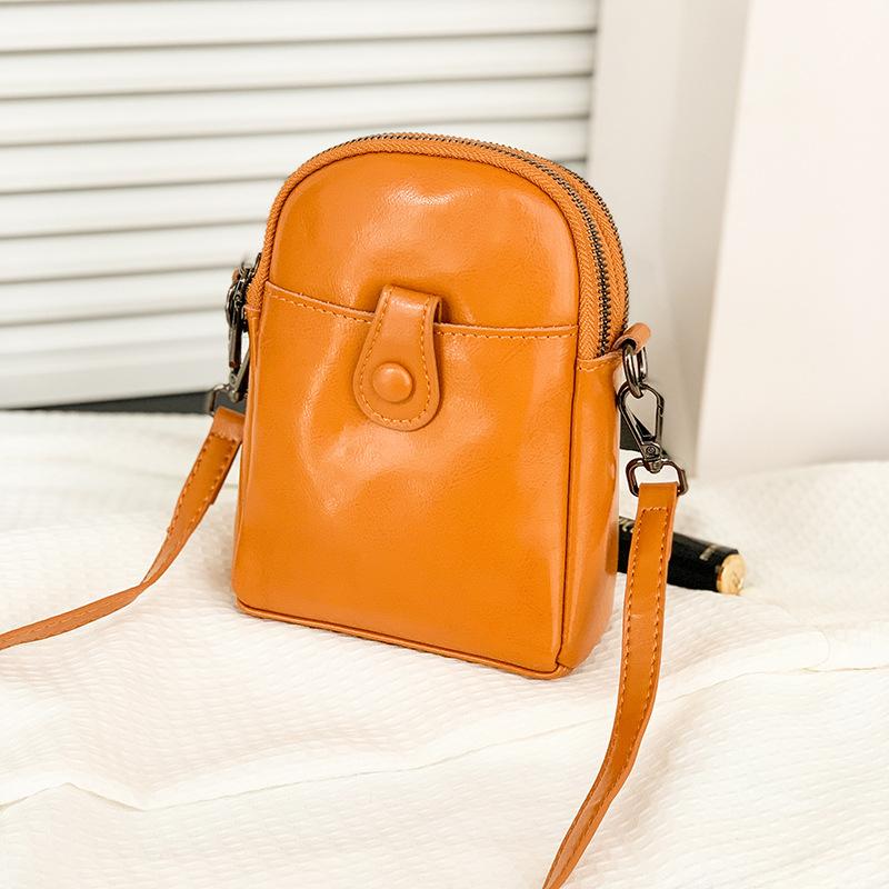 Leather Mobile Phone Bag Women'S Small Bag Fashionable Simple Temperament High-End Leather Vertical Shoulder Messenger Bag