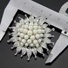Faux Pearl Flower Brooch Collar Pin Rhinestone Crystal Bridal Jewelry Present
