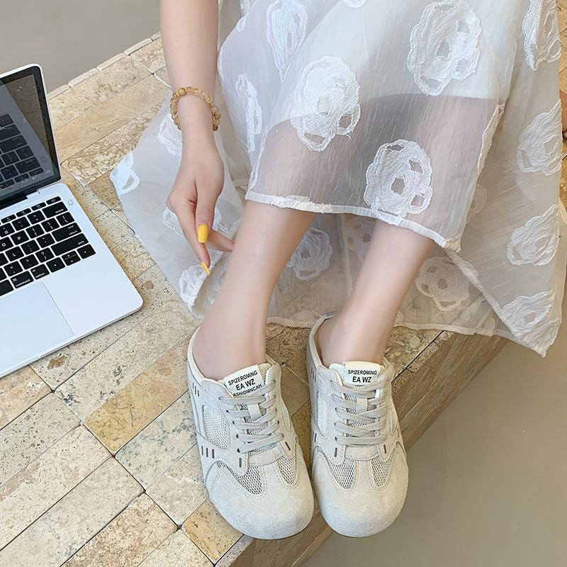 Inner Height Increase German Training Shoes Women's Bag Head Half Slippers Summer Wear 2025 Summer New Lazy One-pedal Women's Shoes