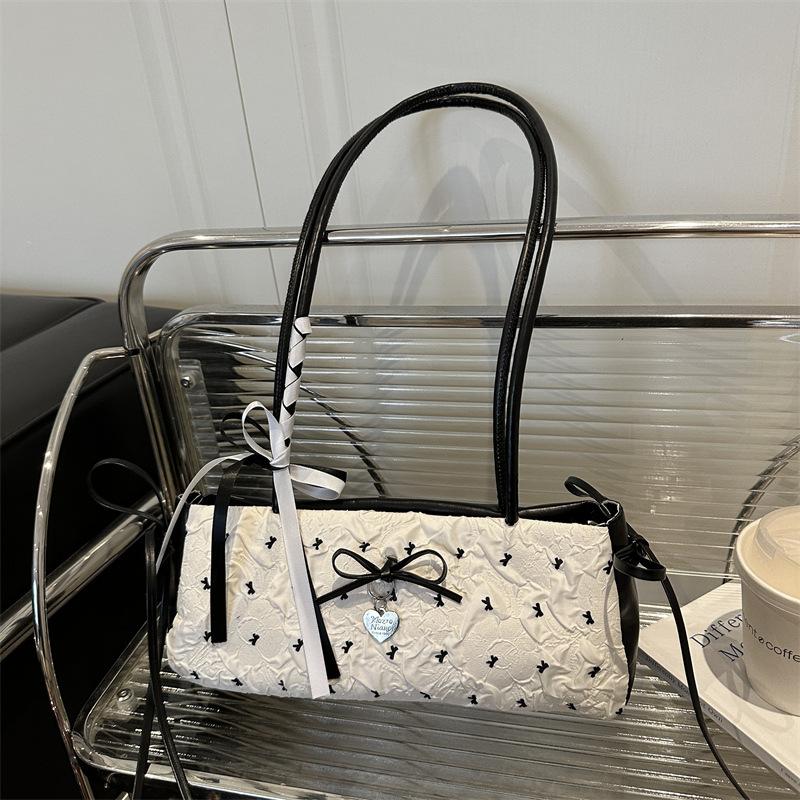 Niche Design Bow Underarm Bag Women's 2025 New Handbag Fashion Shoulder Messenger Bag Sweet Baguette Bag