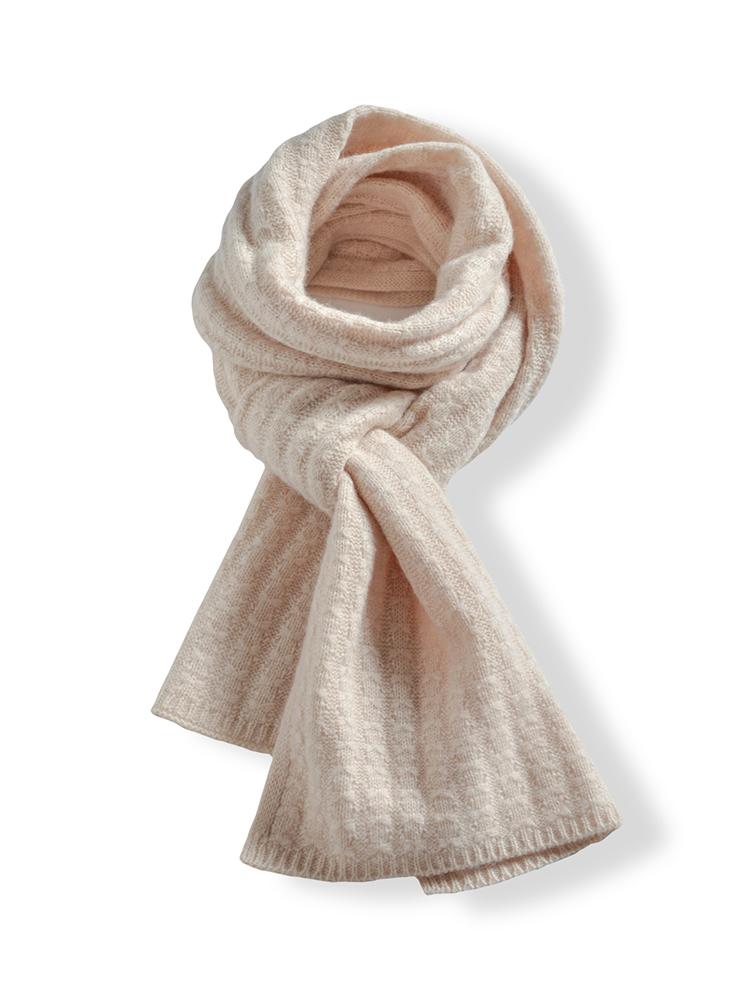 

100% Cashmere Twisted Flower Thick Knitted Scarf For Women Multifunctional Solid Color Versatile Warm And Neck Protection Scarf бежевий