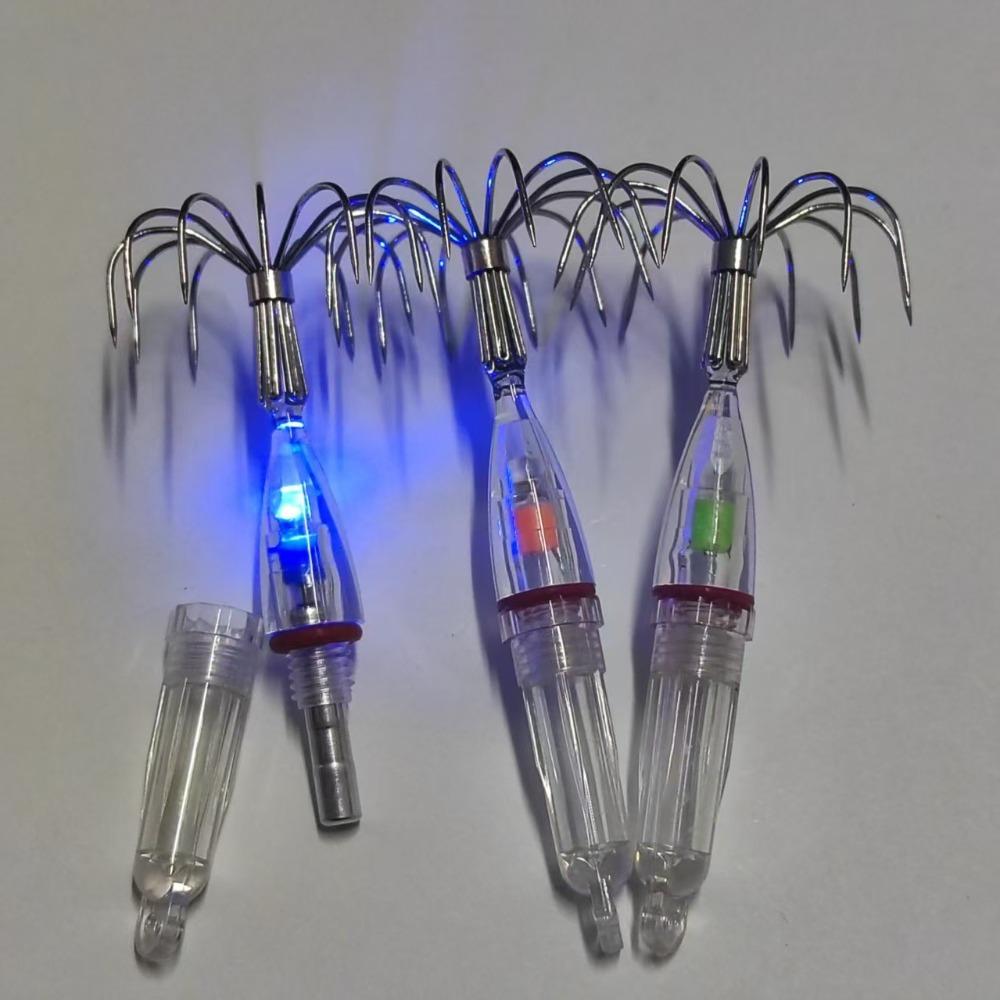 

Bass Spoon LED Lure Light with hook Colorful Fishing Squid hook High Quality Fishing Flash Lamp White-Sparkling