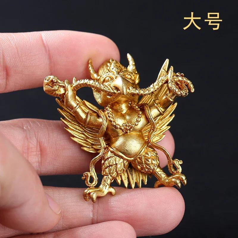 1PCS Tibetan Nepal Pure Copper Golden Winged Bird Pendant Tantric Artifact Personalized Portable Pendant Men's Necklace
