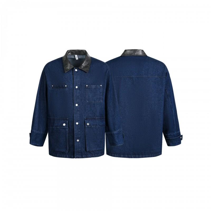 Mens Vintage Washed Denim Longline Jacket Loose Fit Casual Outerwear Fall Style